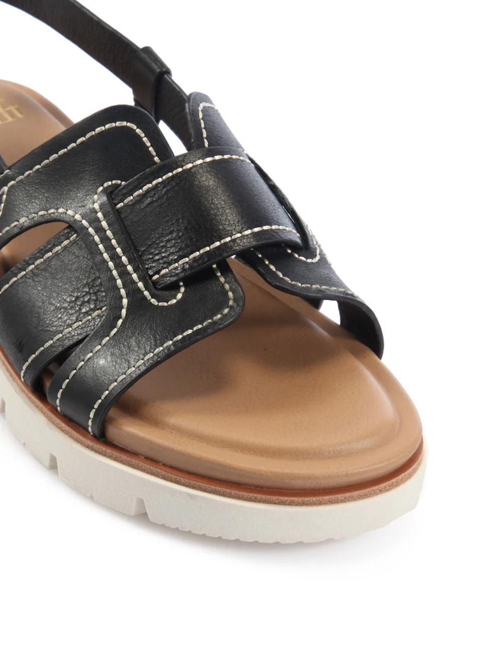 Sofft Black Leather Slingback Sandal with White Stitching